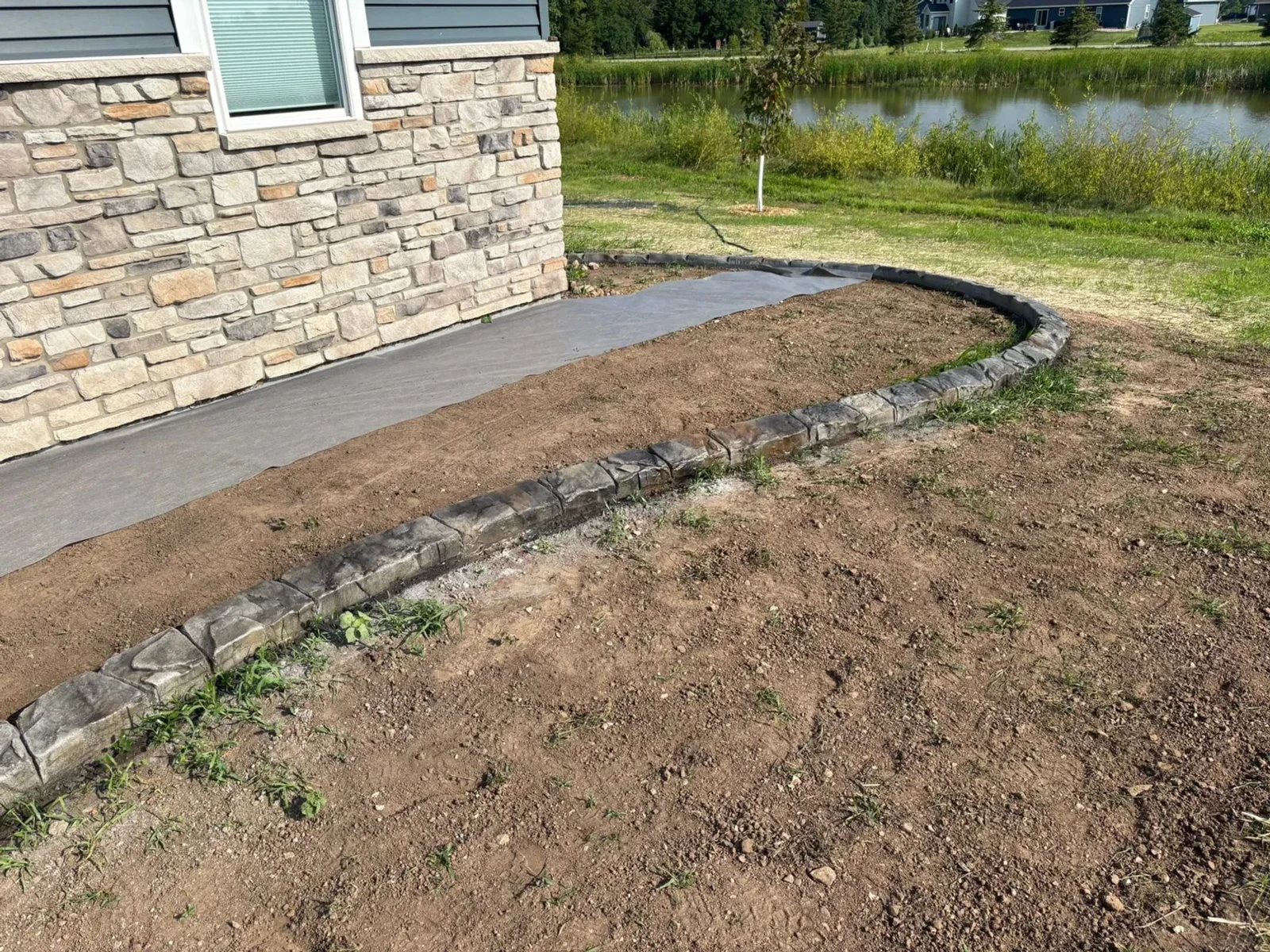 Curbing installation in progress